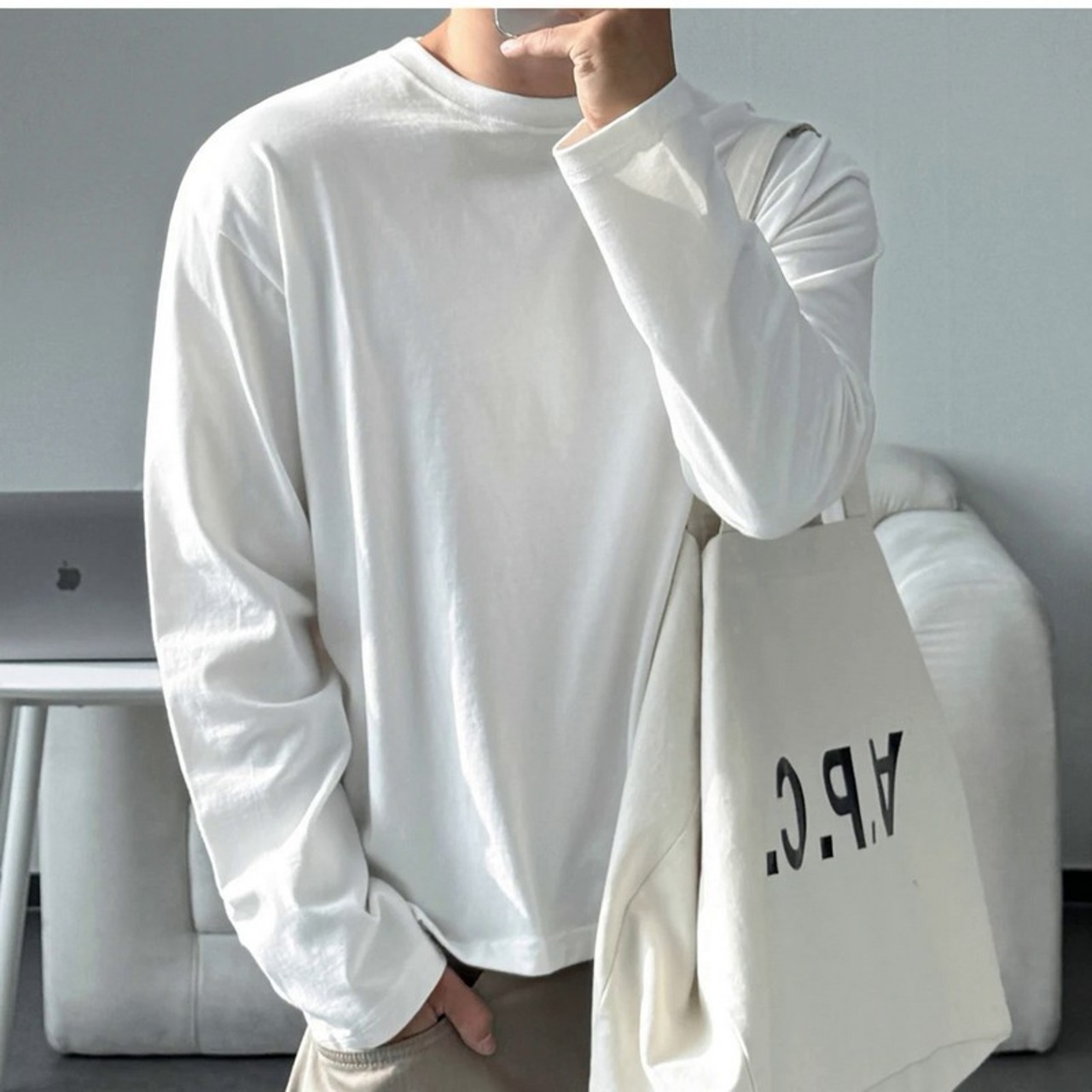 コットンベーシックロングTシャツ　1323