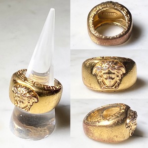 VERSACE gold color metal chunky ring “Medusa”