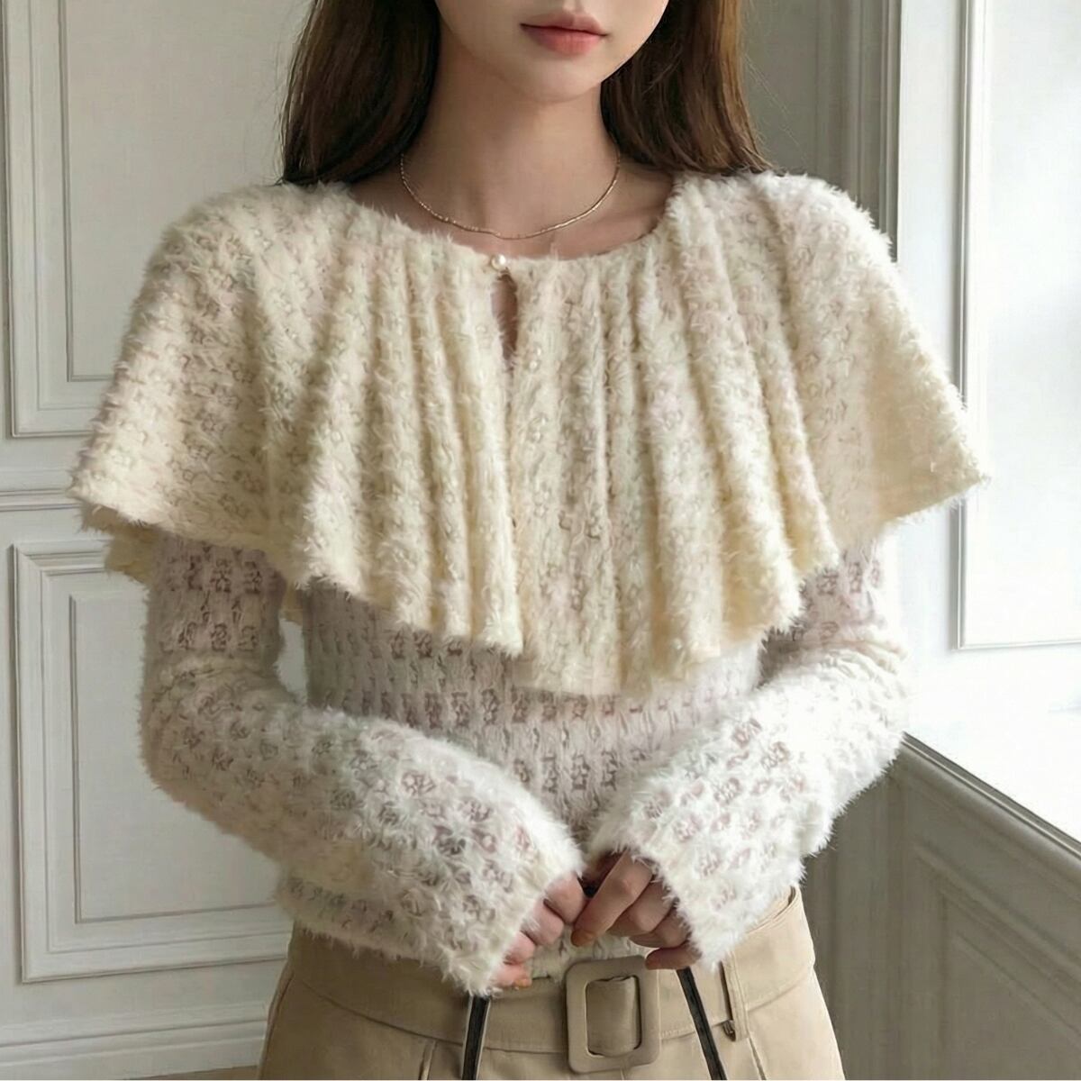 Shawl Collar Loose Knit Pullover ch0301