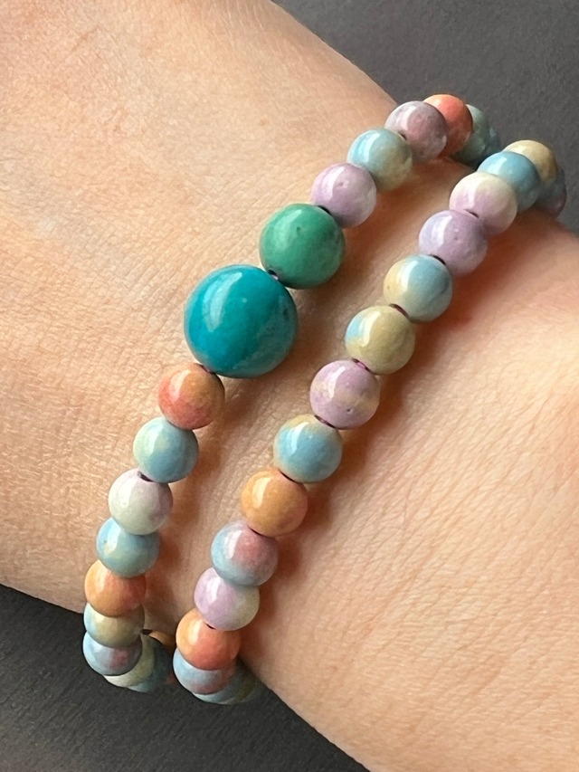 【交わる時間】旅友　時間軸の移動【メビウスブレスレット】ターコイズ＆アラシャン瑪瑙