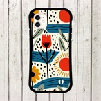 受注生産 iPhoneケース 花と太陽の民芸総柄｜花モチーフ FMSY016C
