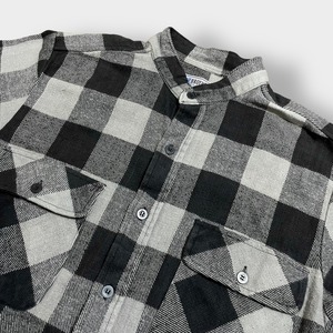 FIVE BROTHER ネルシャツ ヘビーネル ノーカラー バンドカラー フランネルシャツ 長袖 ブロックチェックカジュアルシャツ ファイブブラザー US古着