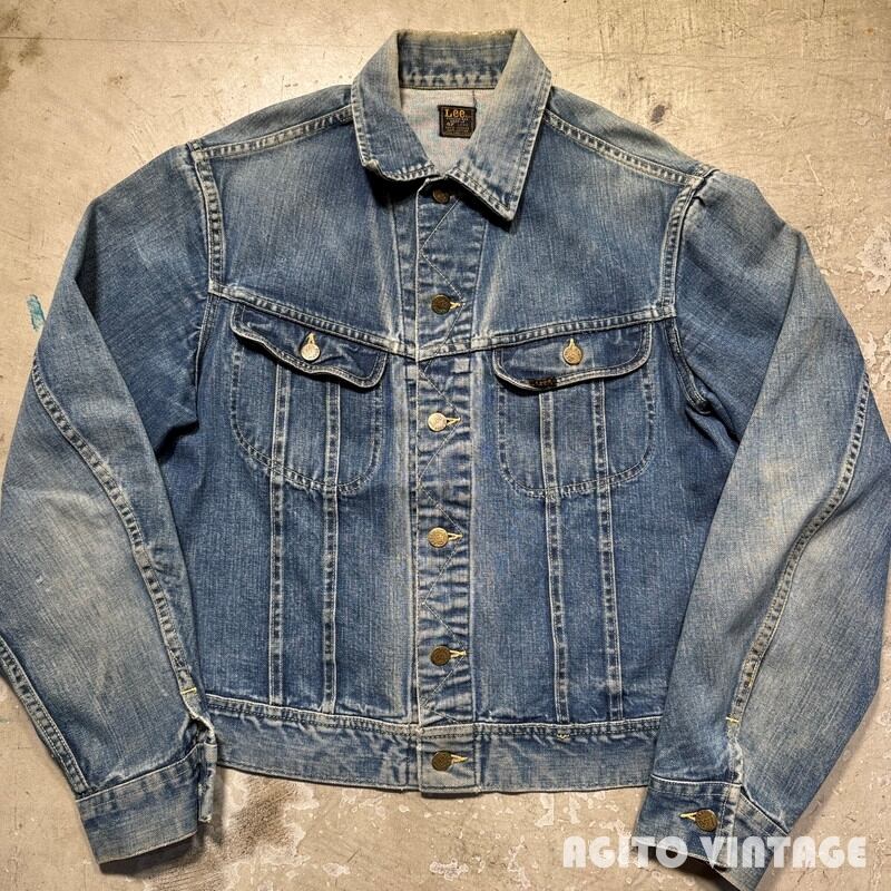 ~70's Lee 101-J リー デニムジャケット 黒タグ ユニオンチケット ドット刻印 MR有り 42LONG USA製 希少 ヴィンテージ BA-2692 RM3113H