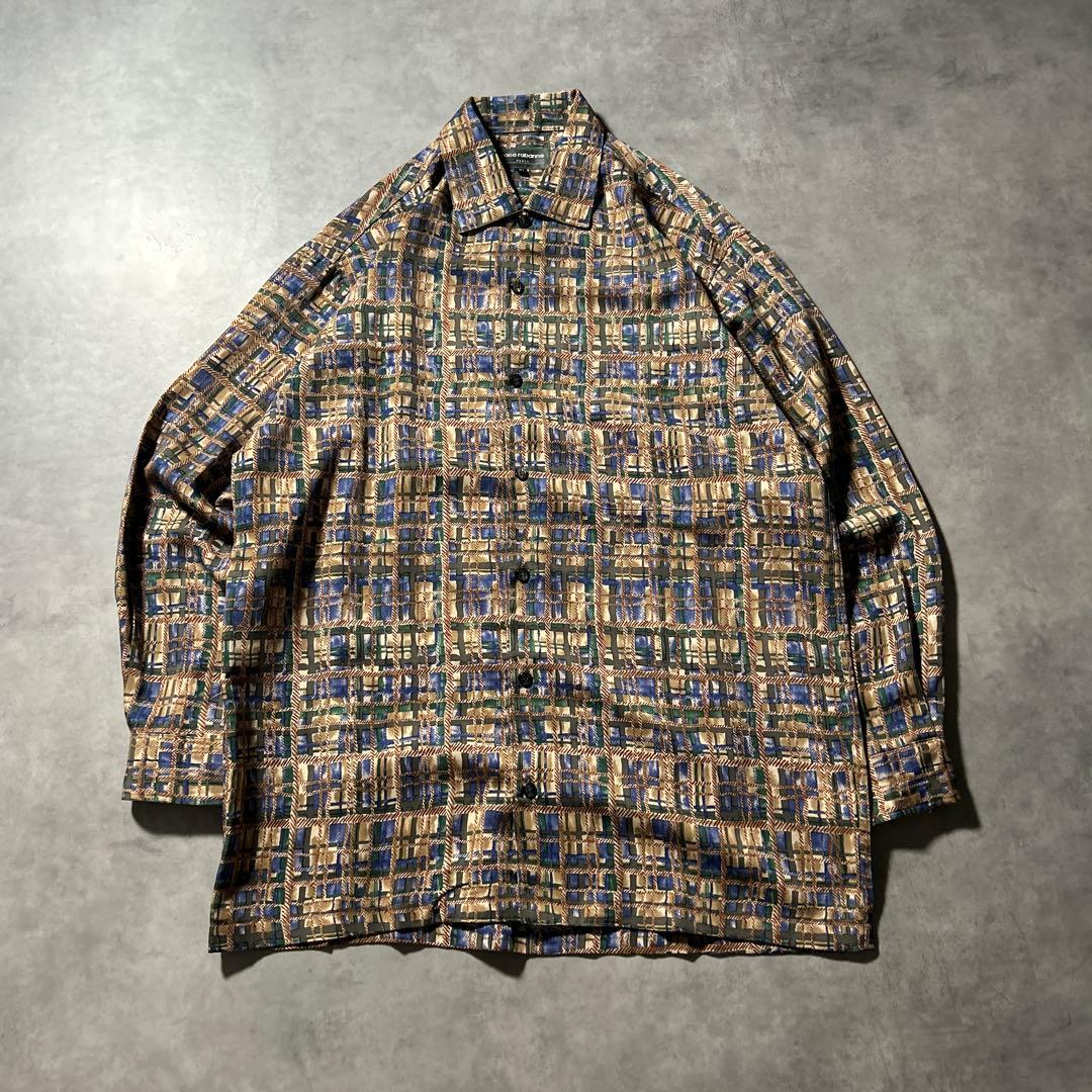 ヴィンテージ 総柄 レトロ チェック パターン オンブレ デザイン レトロシャツ