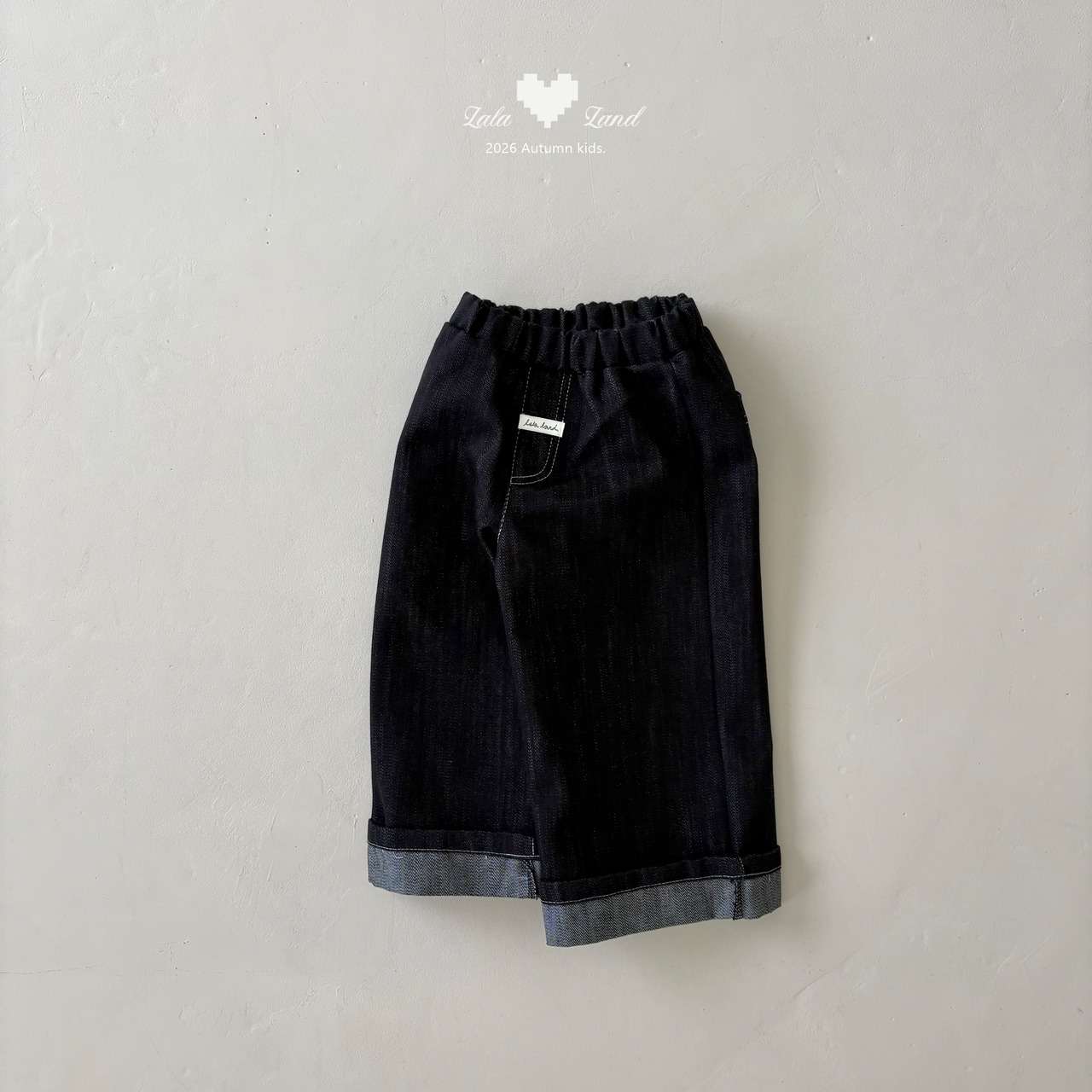 【取寄】LALALAND （Kids）ロールアッㇷ゚デニムパンツ｜秋服｜韓国子供服｜ 26/SM