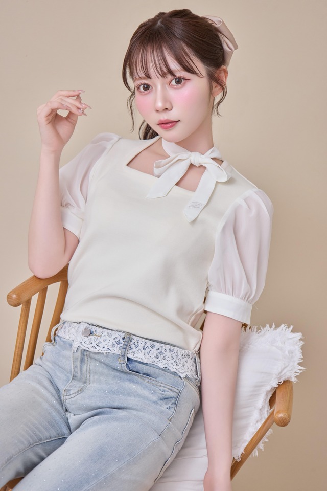 front open seethrough ribbon tops