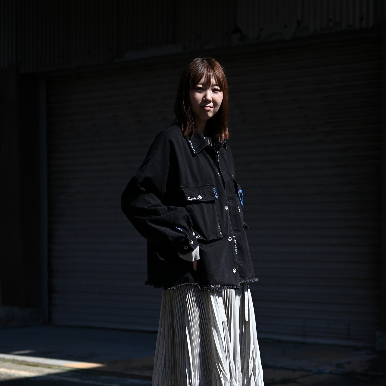 KUON / GANKO別注 Sashiko Kimono Sleeve Cutoff Denim shirt jacket レディースコーディネート