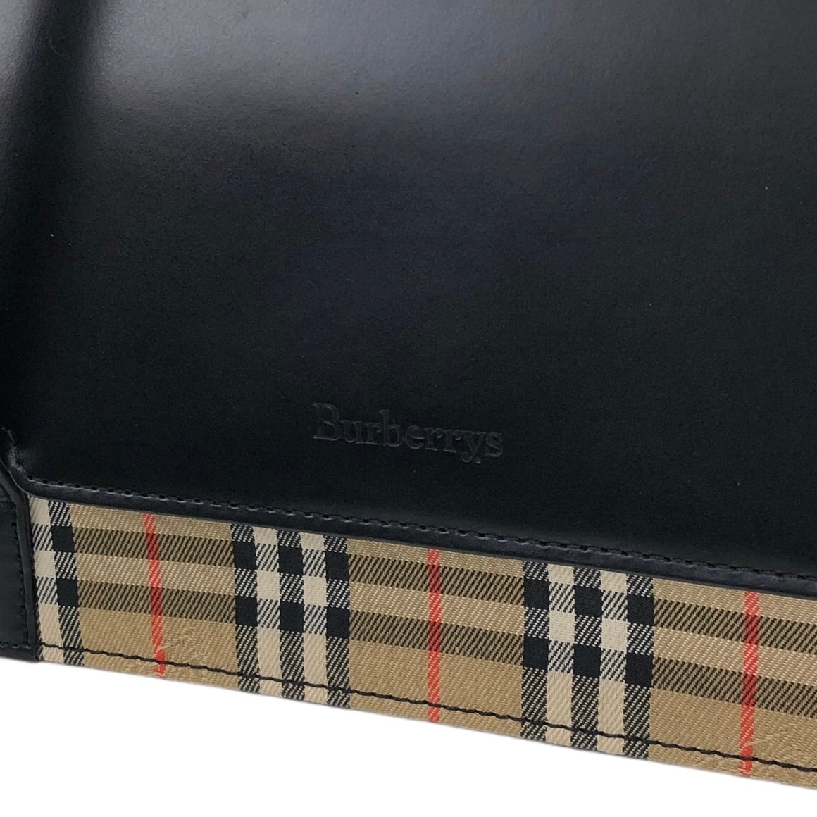 BURBERRY バーバリー ノバチェック ハンドバッグ ブラック ロゴ レザー