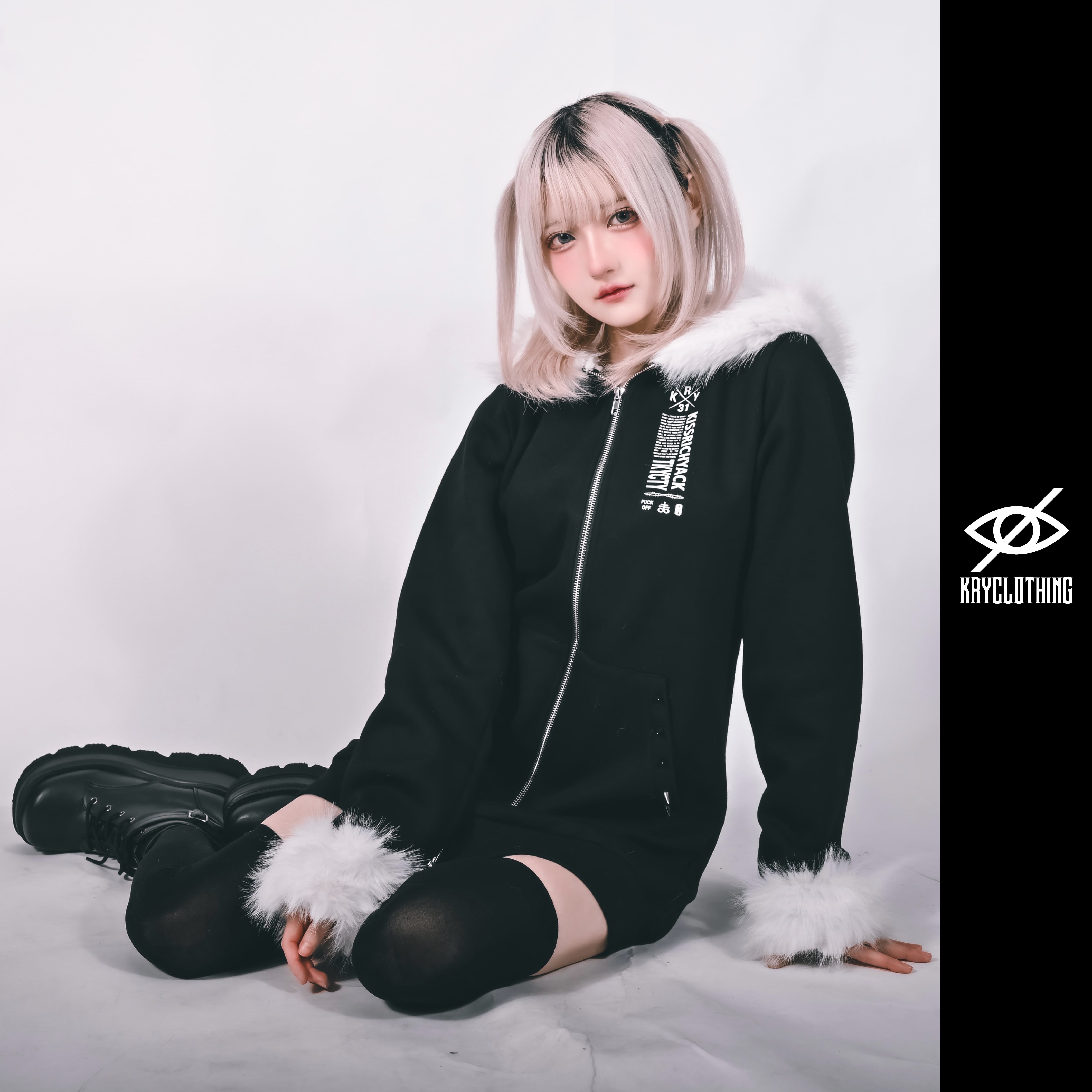 Kry Clothing 「IBYOL 2」ねこみみ裏起毛パーカー　狼耳 Kry Clothing 「IBYOL 2」ねこみみ裏起毛パーカー 狼耳 【公式通販】