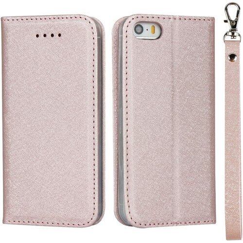 アップル iPhone 5 5s SE 第1世代 2016版 4.0インチ ケース 手帳型 カバー case Apple アイフォン 5 5s se 手帳ケース Zouzt PUレザー製 ストラップ付き ベルトなし スタンド カード収納 マグネット 耐衝撃 滑り止め 5色 ピンク 448