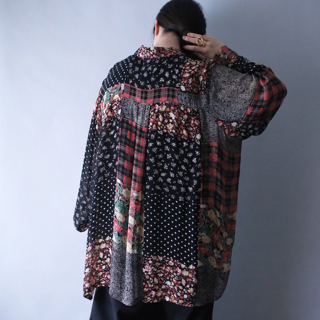 multi panel beautiful pattern over silhouette special see-through shirt