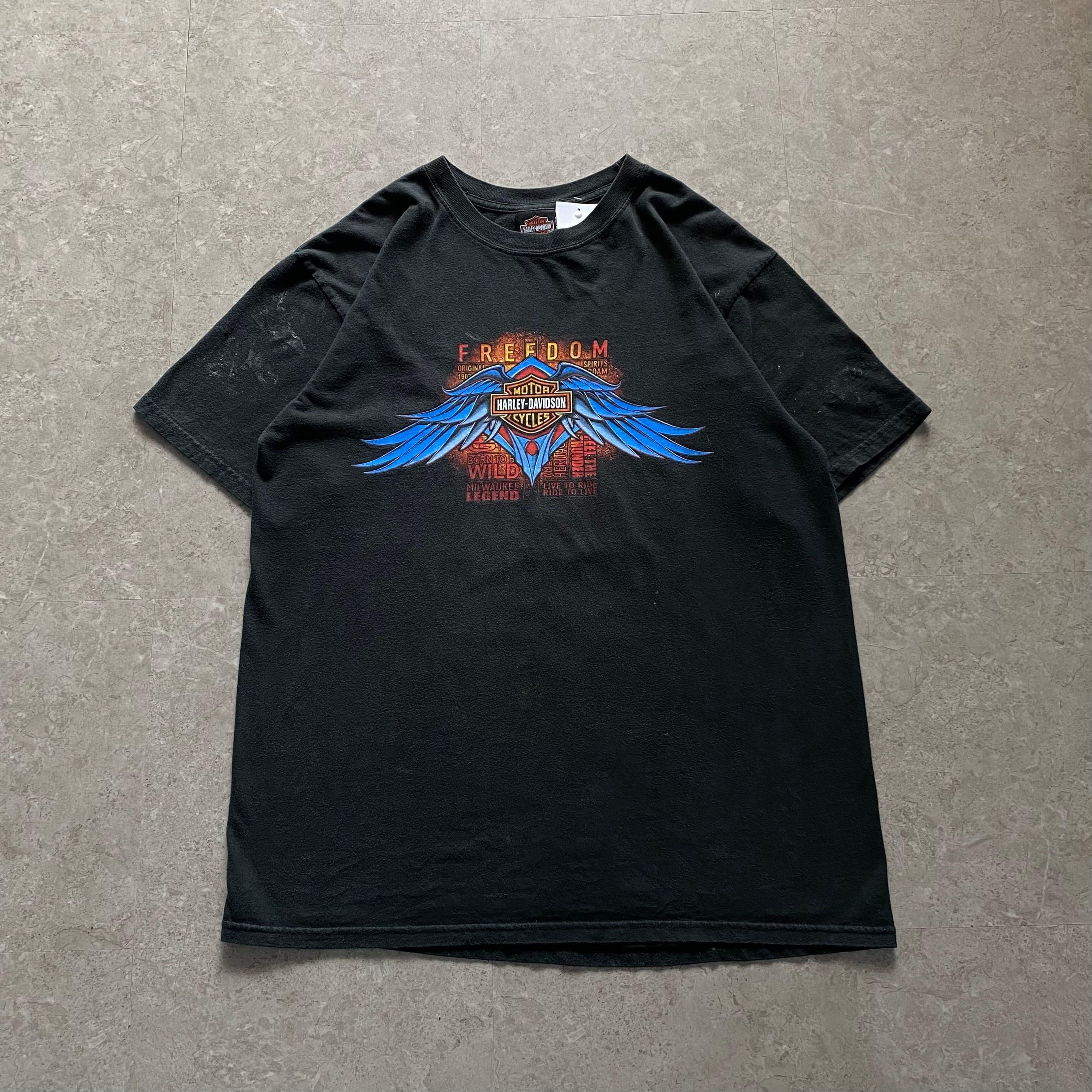 00s Harley-Davidson サンフェード Tシャツ ブラック 2XL 00s Harley  