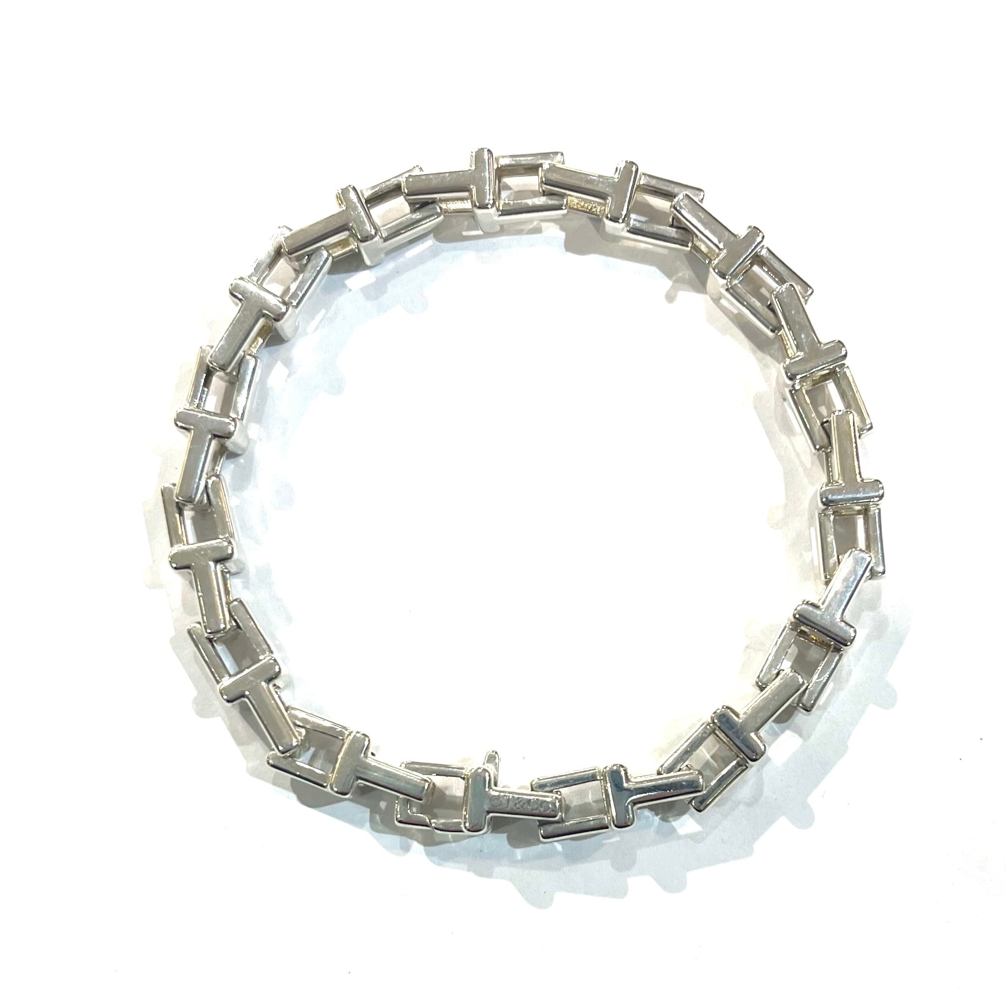 激レア【TIFFANY&CO. 】2290 重厚感Tモチーフ リンクシルバー