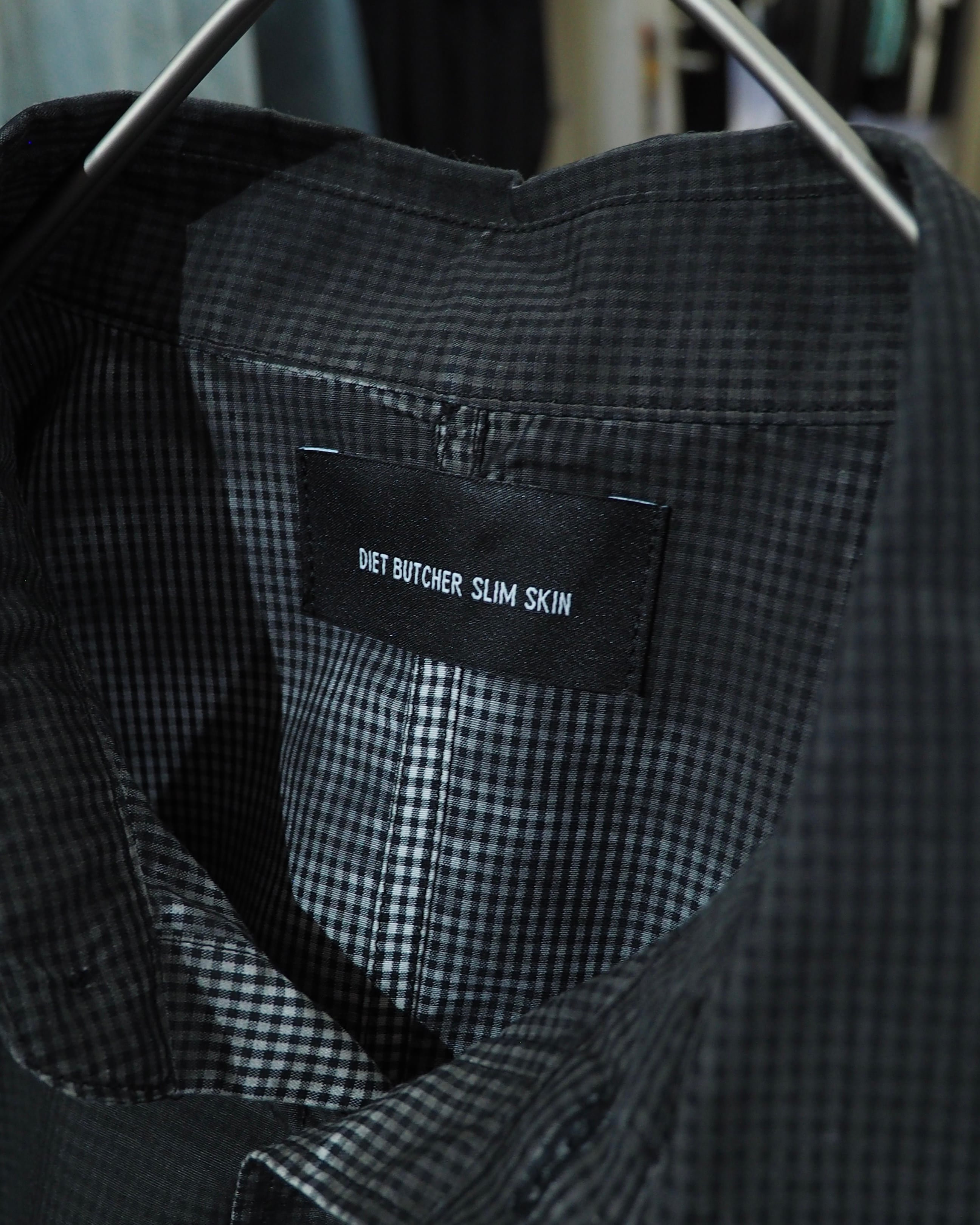 " DIET BUTCHER SLIM SKIN " Beautiful Gradation × Gingham Check Long Length Shirt