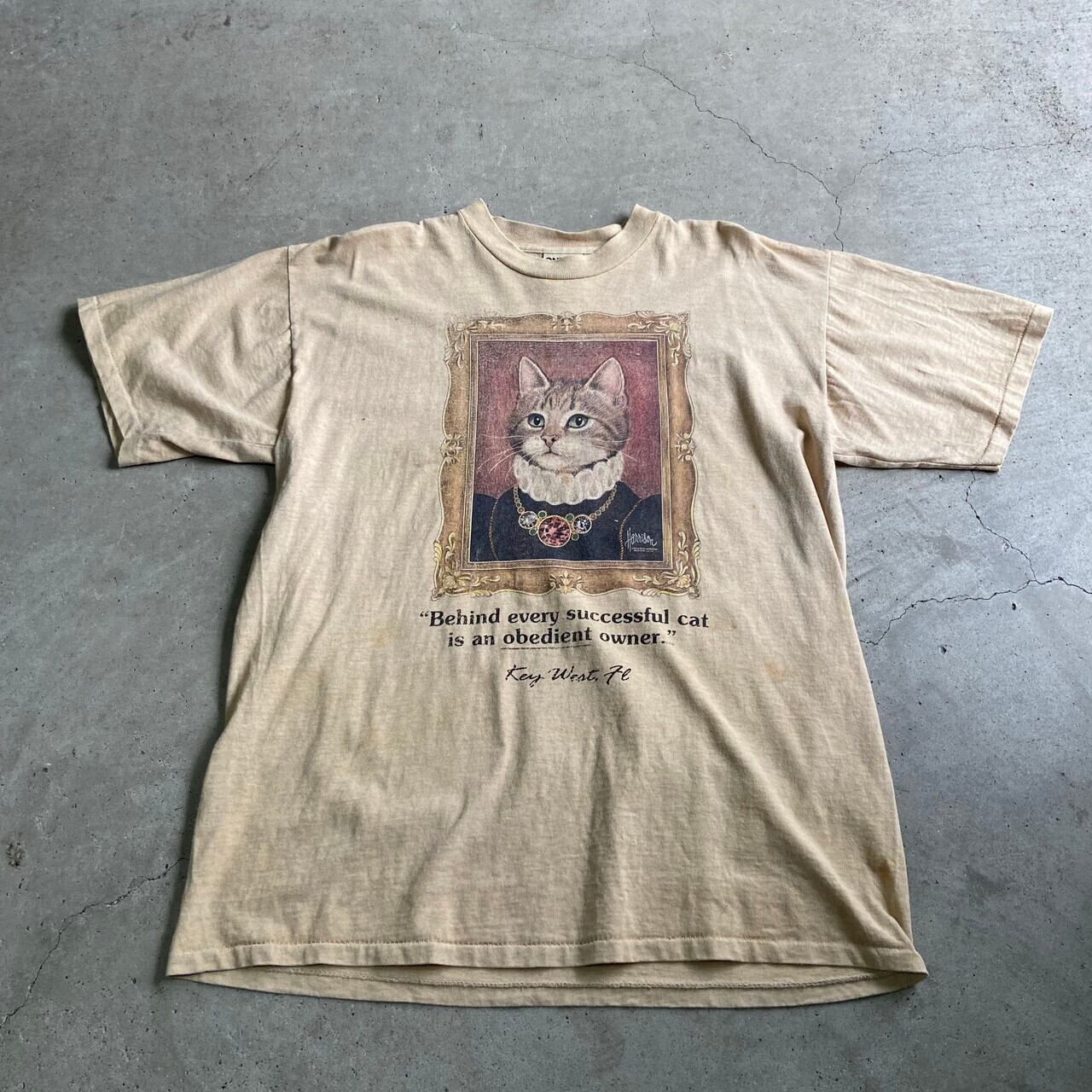 ONEITA オニータ ネコ アニマル アートプリントTシャツ メンズL 古着 