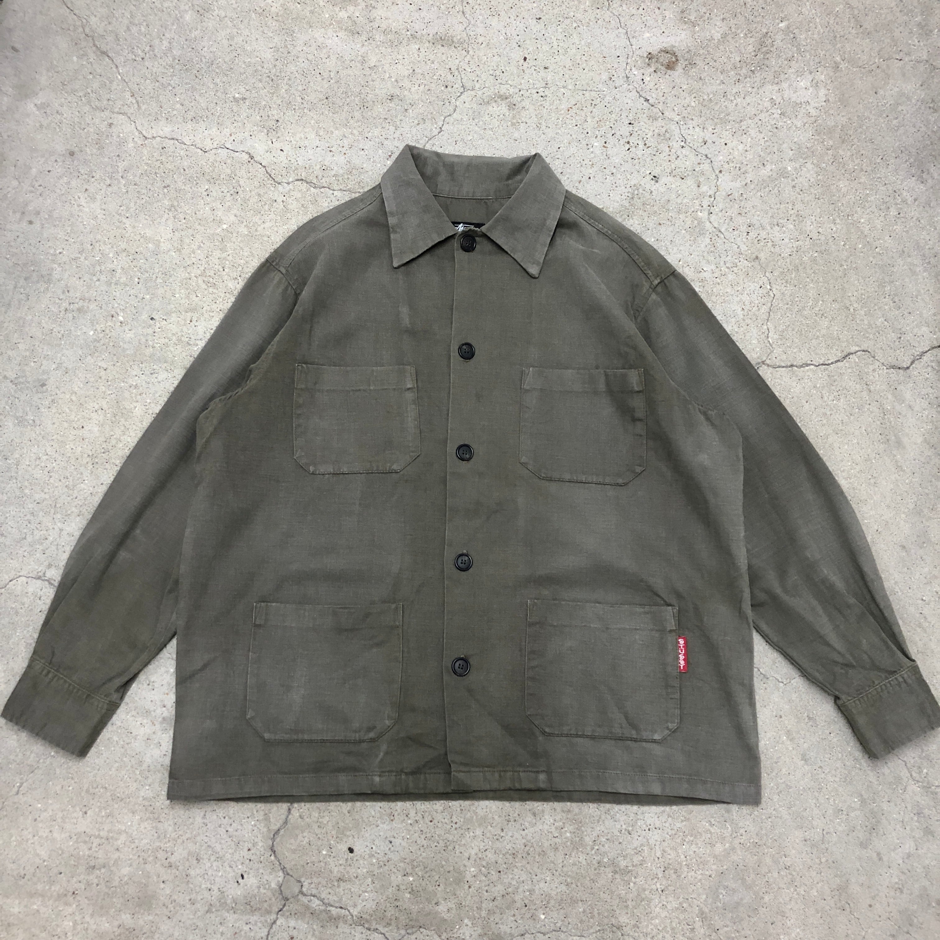 80s OLD STUSSY/Work Shirt Jacket/黒タグ/USA製/L相当/ワーク 80s OLD STUSSY/Work Shirt Jacket/黒タグ/USA製/L相当/ワーク