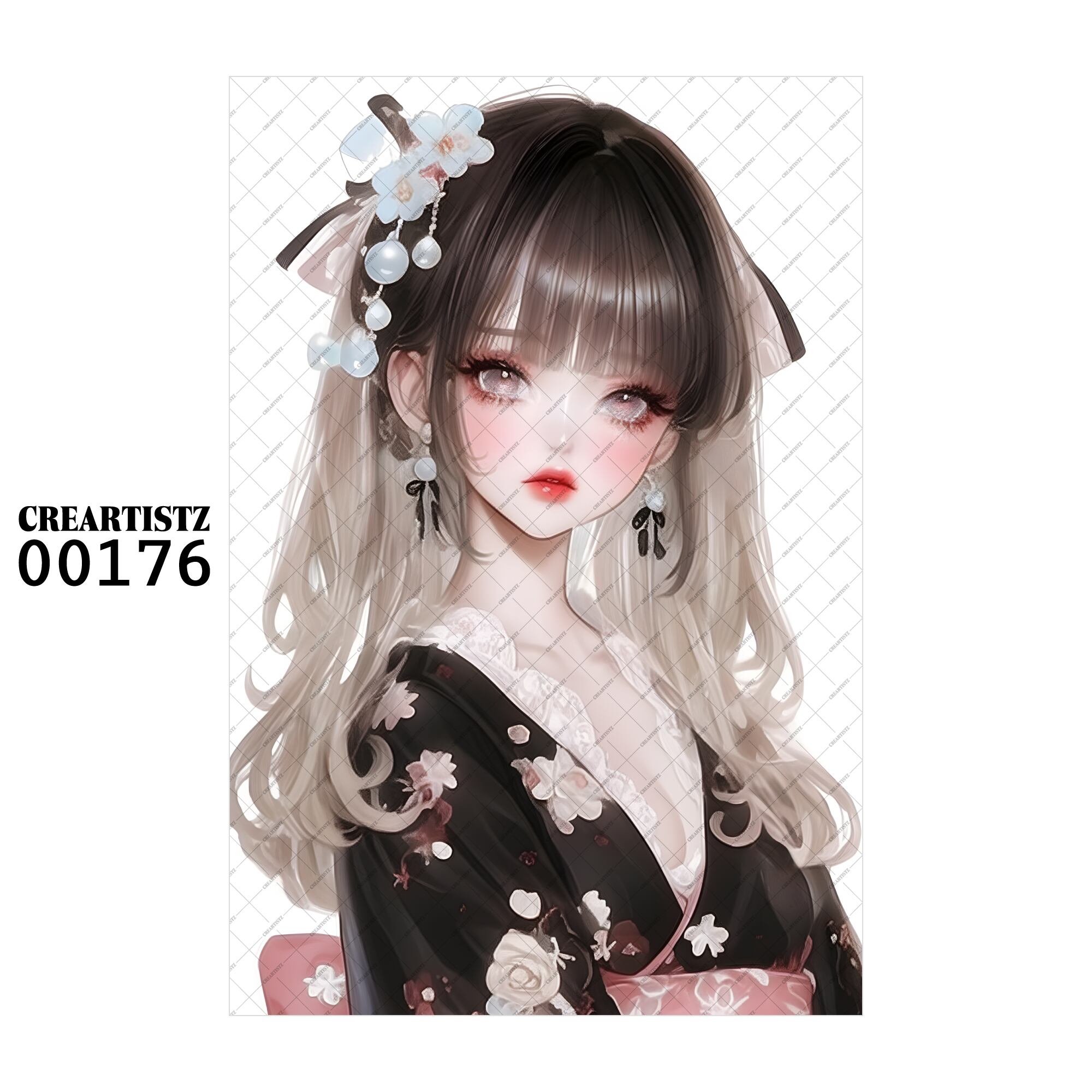 00176 ガール キュート オリジナル ペーパー/ステッカー 4枚セット CREARTISTZ