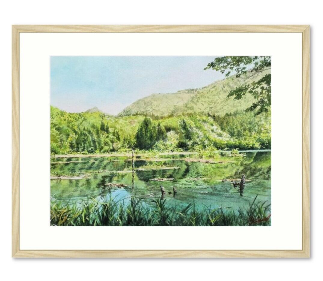 水彩画 画題「新緑の水面」 | yamakasumi56