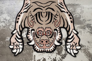 Tibetan Tiger Rug 《Lサイズ•ウール・オリジナル2・ナチュラルサンド139》チベタンタイガーラグ