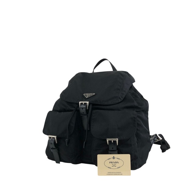 PRADA プラダ バックパック ブラック トライアングルロゴ フロントバックル ナイロン ダブルポケット リュック vintage ヴィンテージ オールド 5kjjr2
