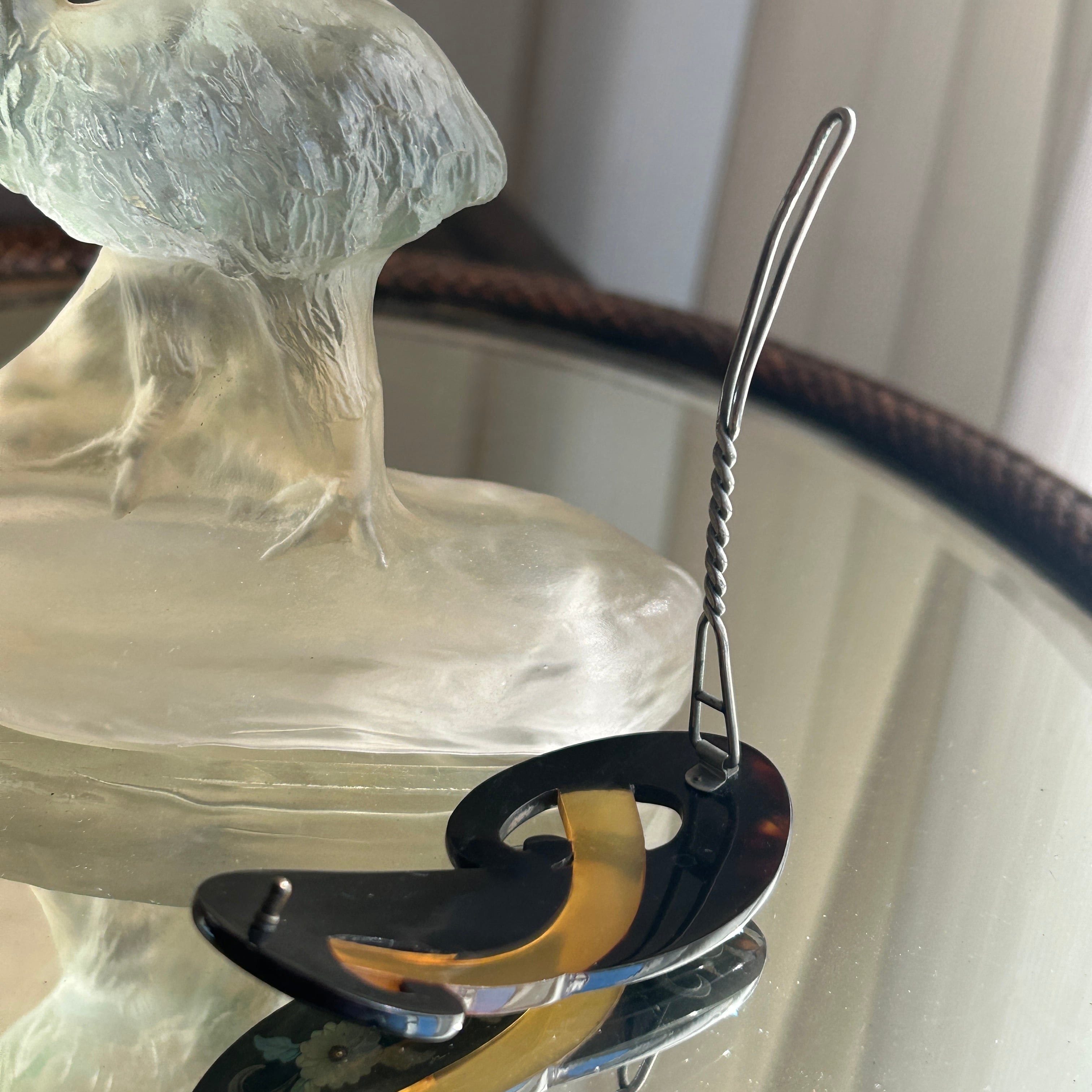 アンティーク　鼈甲二色に螺鈿銀象嵌のバレッタ