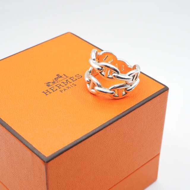 HERMES 約15号 アンシェネ ダブルロー リング シルバー925 エルメス 付属品付き