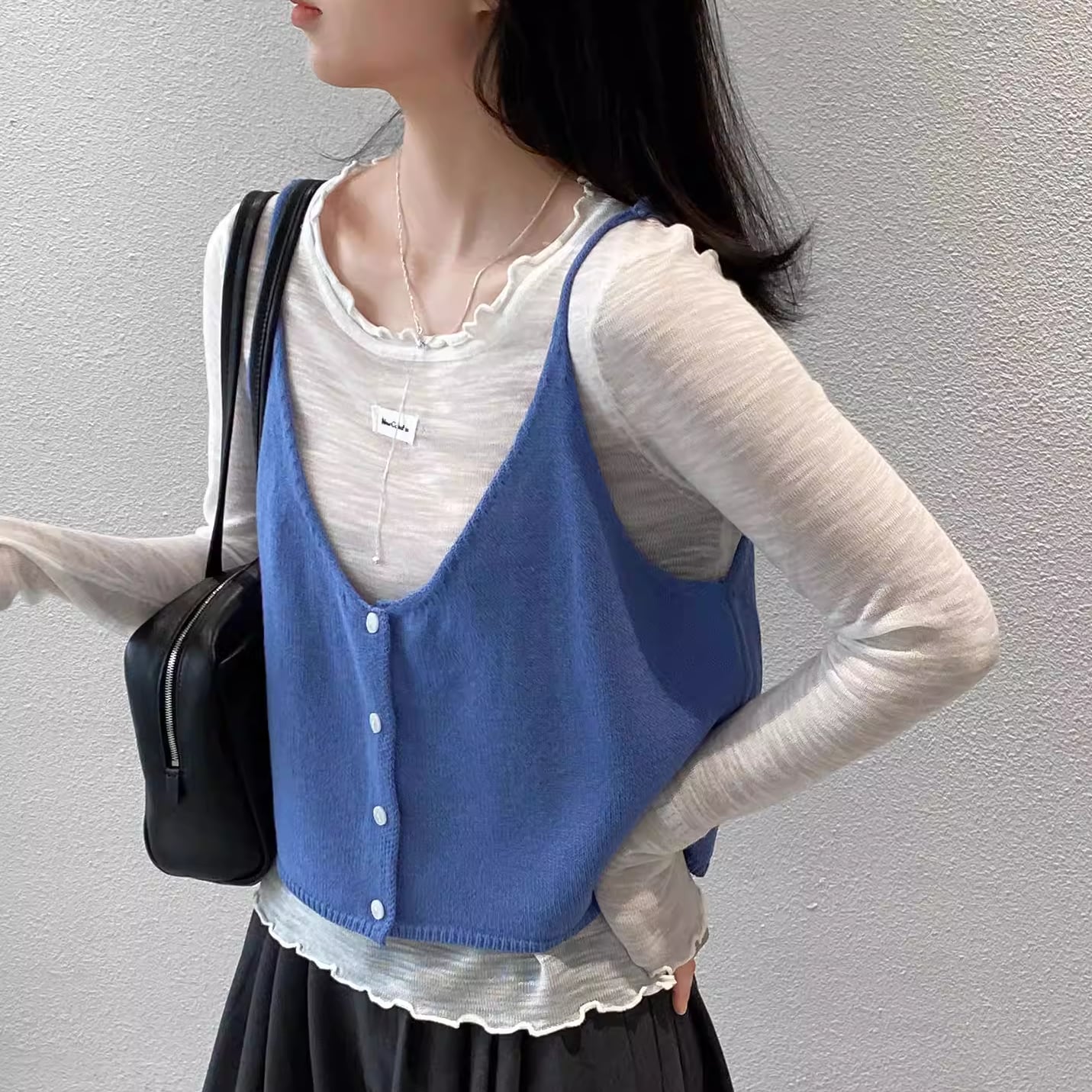 frill pullover & camisole vest set 14293