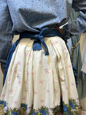 vintage blue cotton apron
