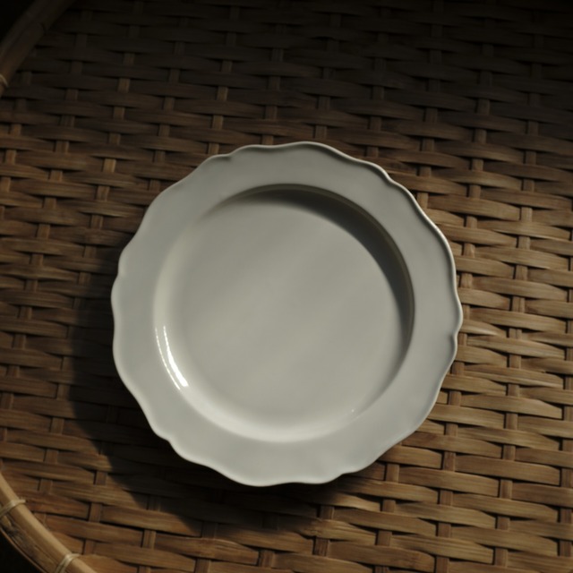 石川隆児　Flower rim Plate white