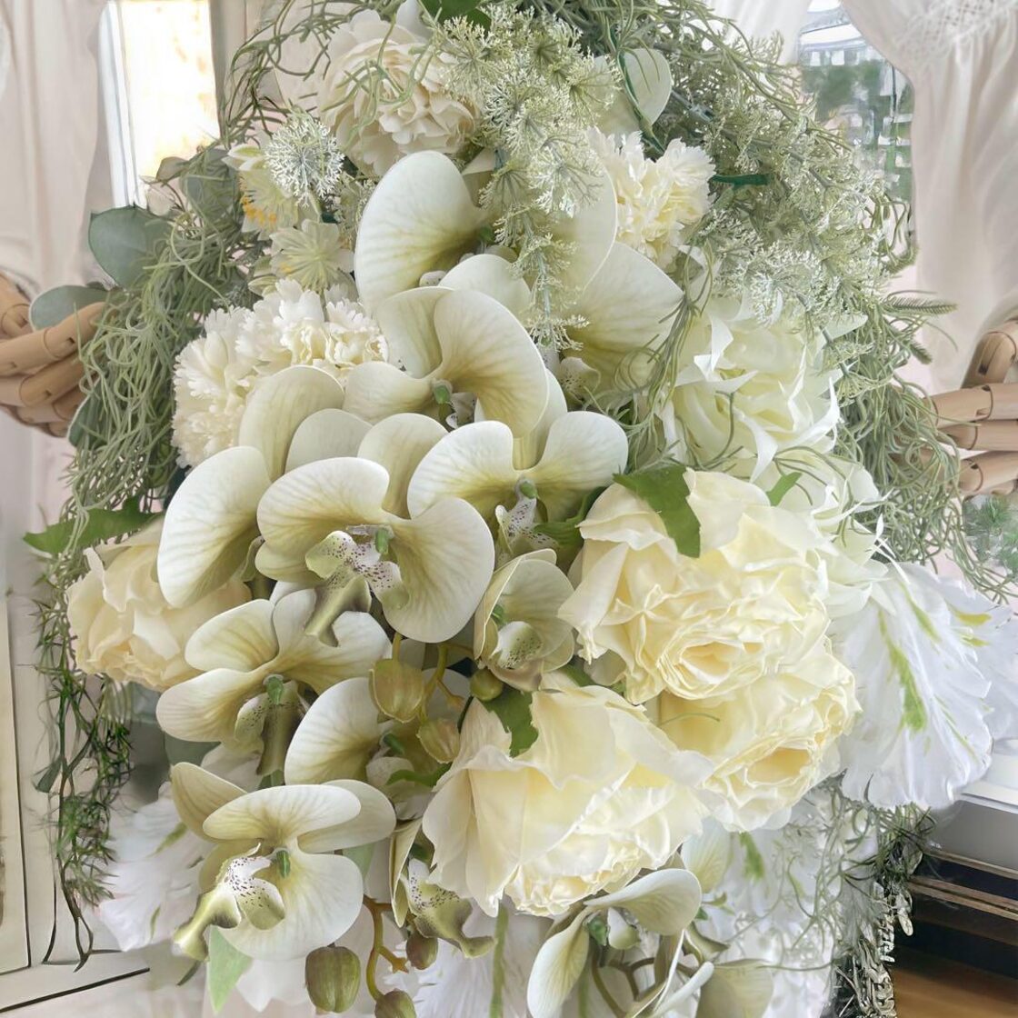 光触媒 胡蝶蘭のスワッグ 造花 フラワーリース 母の日 プレゼント 退職 