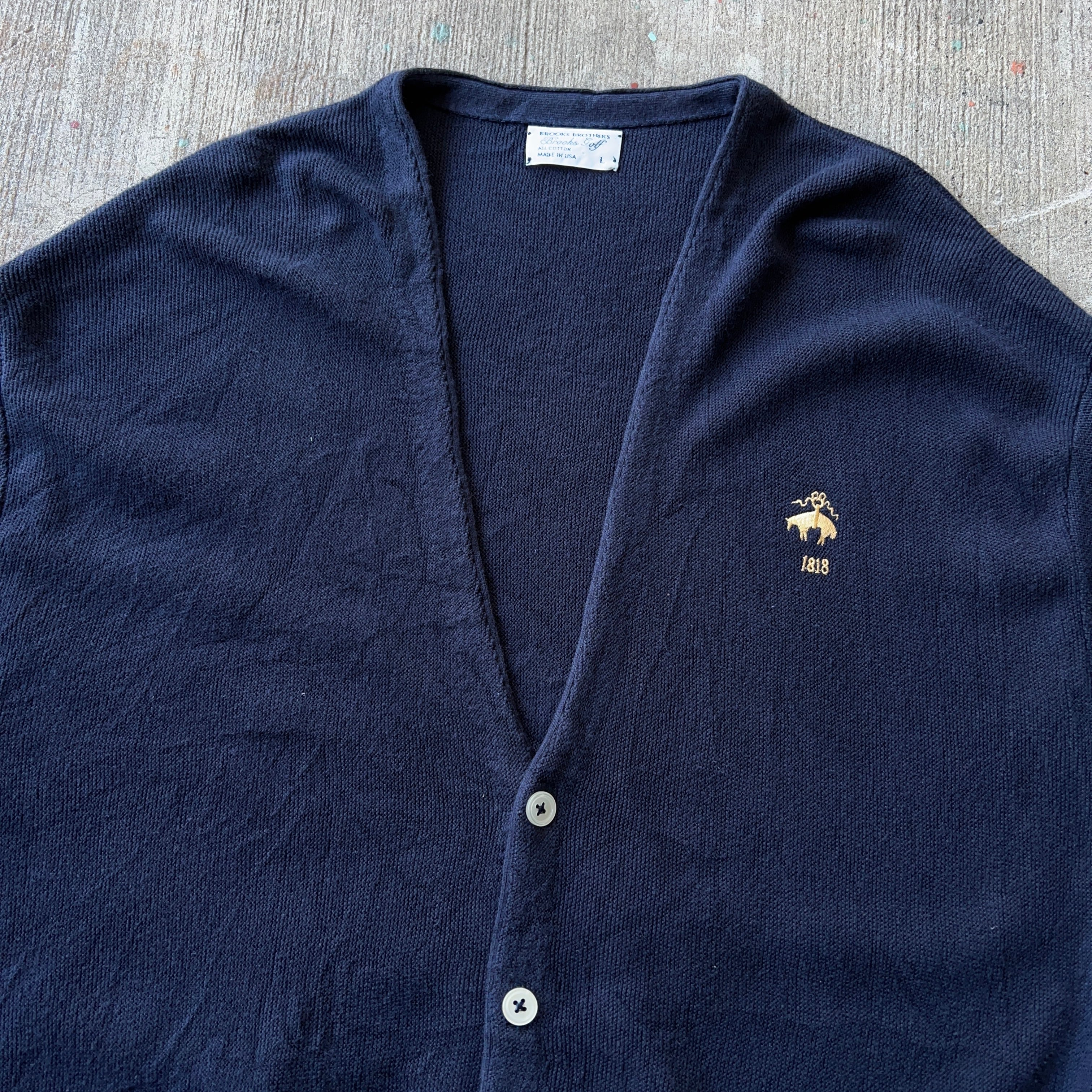80's~90's USA製 BROOKS BROTHERS Cotton Cardigan SIZE L アメリカ製