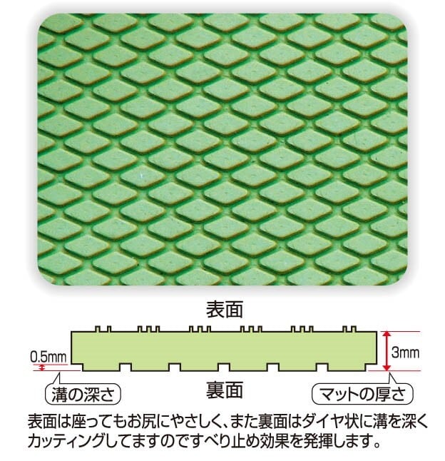 ダイヤエース Sサイズ40㎝ ゴム製滑り止めお風呂マット(吸盤なし