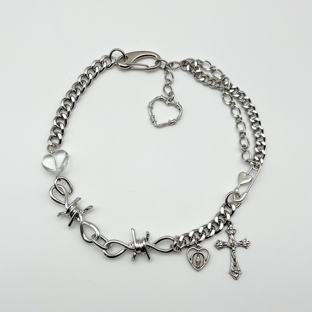 Heart Maria Cross Necklace