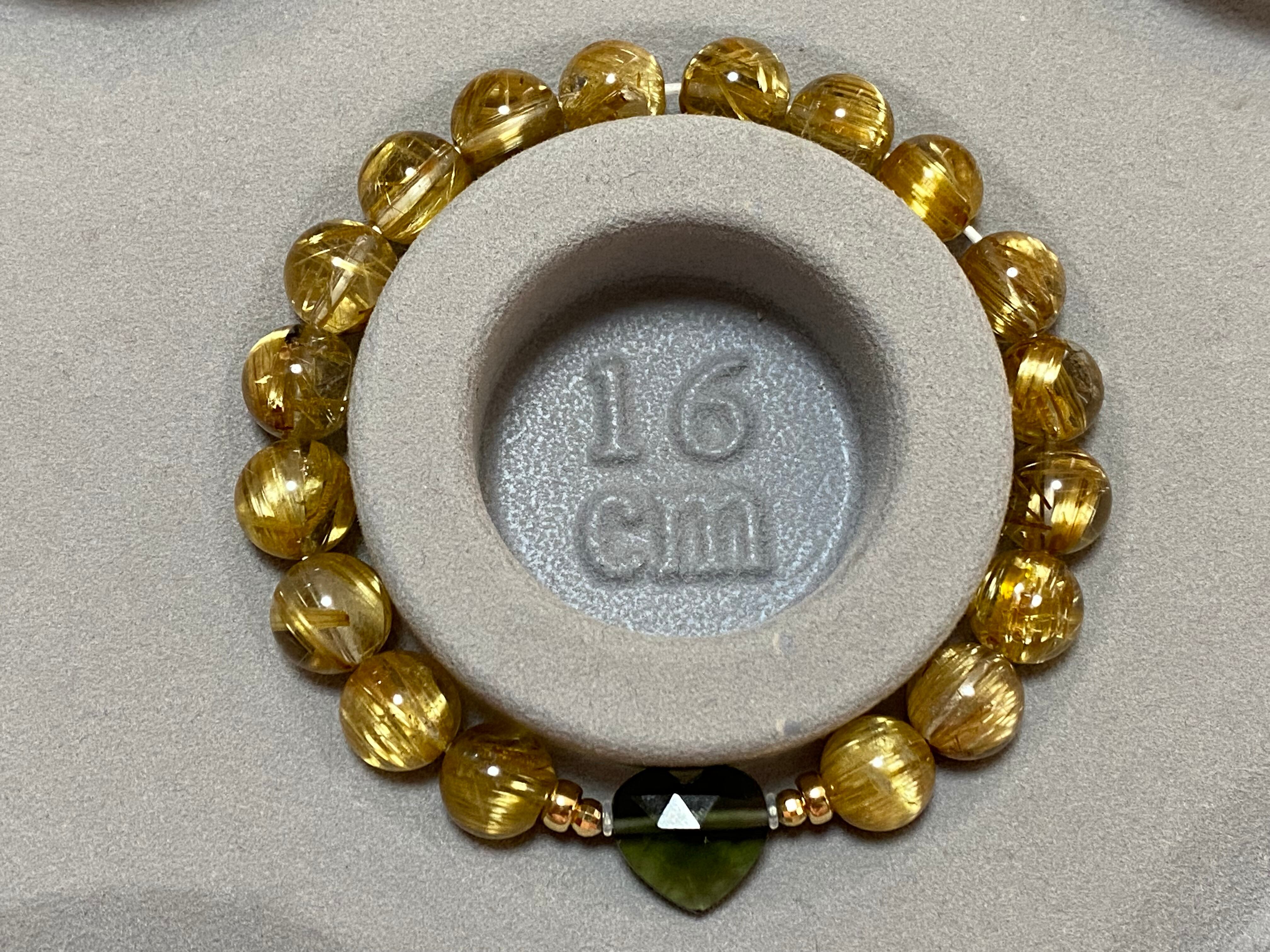 高品質♡モルダバイト＆タイチンルチル デザインブレスレット