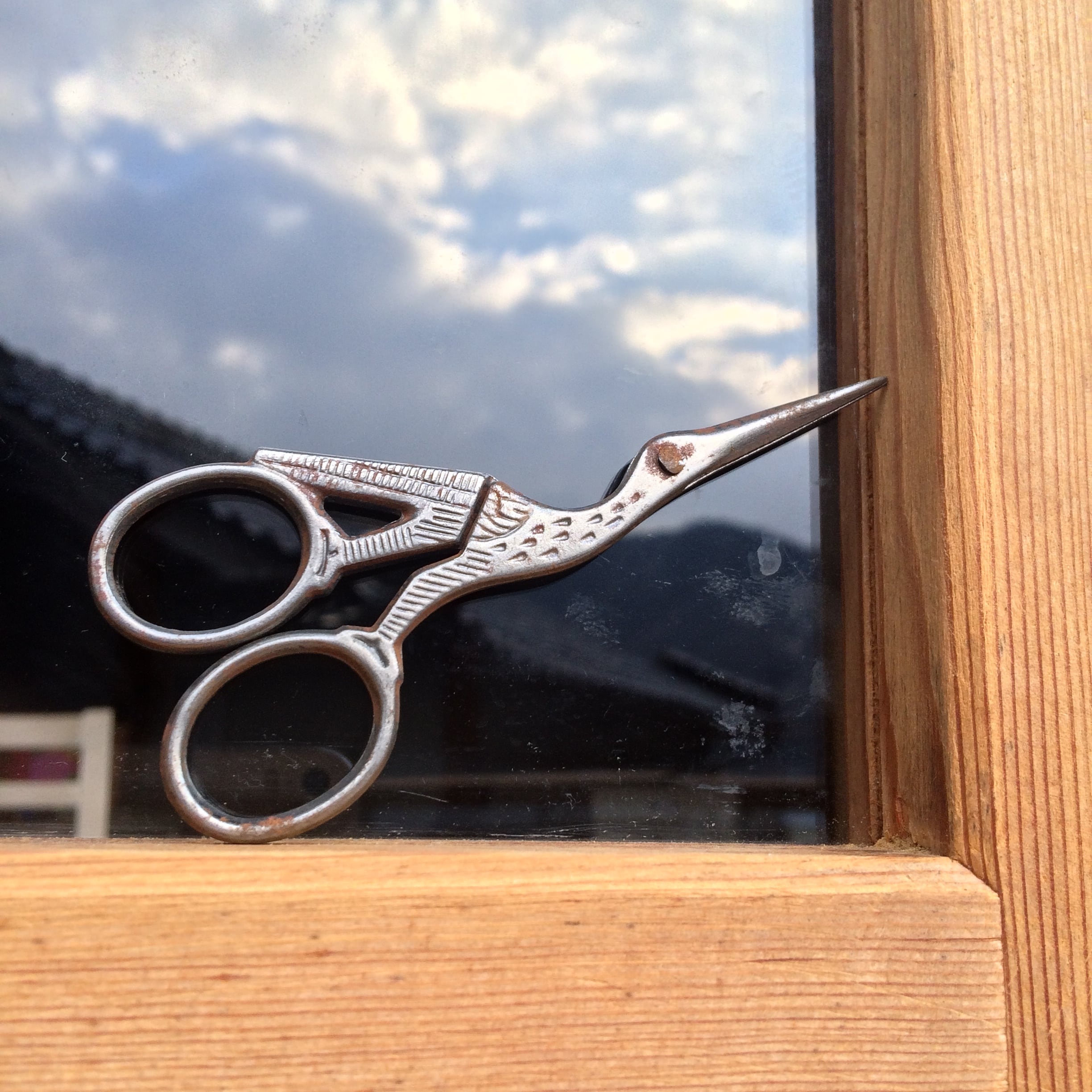 フランス ヴィンテージ 裁縫 ハサミ コウノトリ