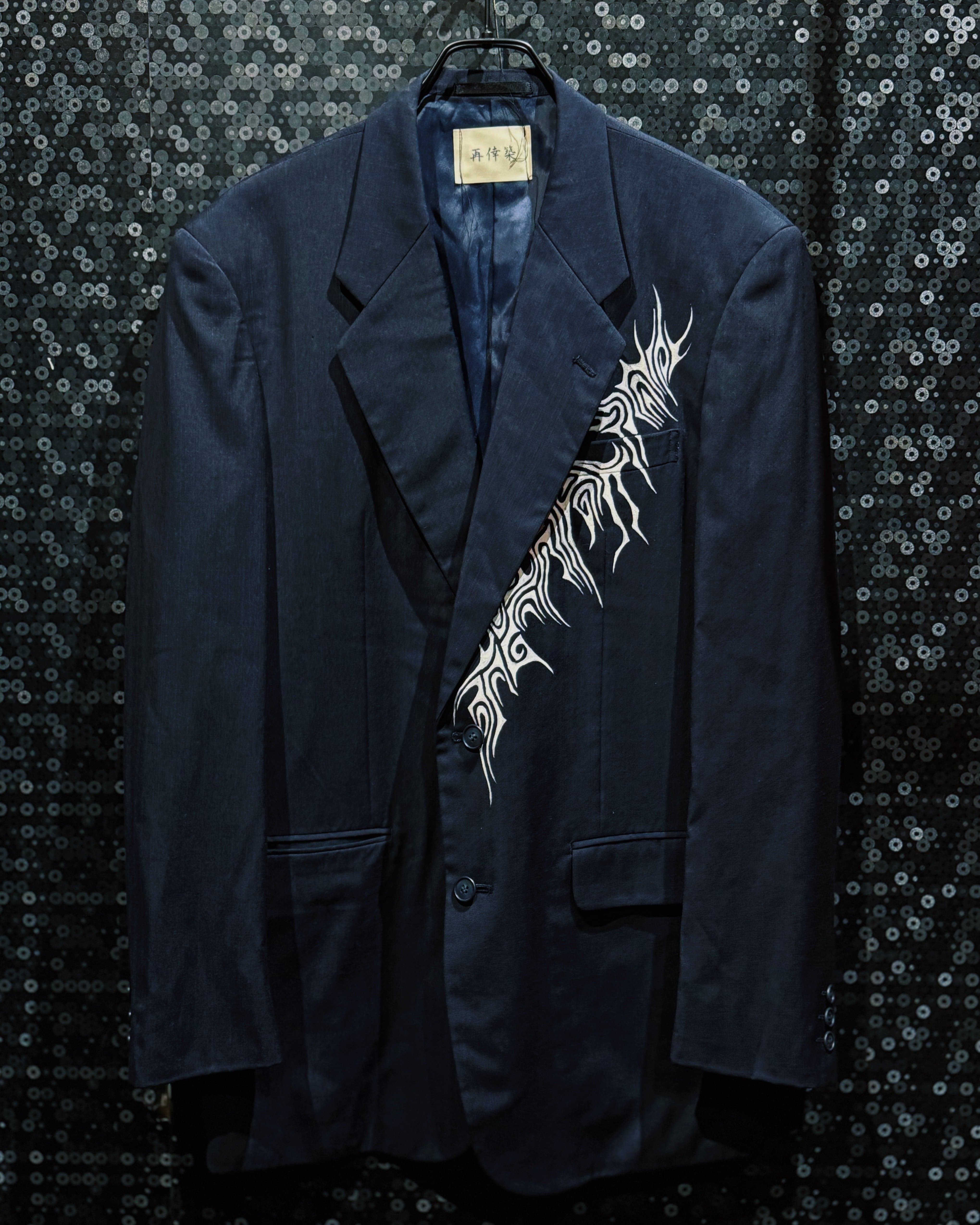 【ÆIEM】再倖築 “Diagonal Tribal Vein” Hand Paint Tailored Jacket