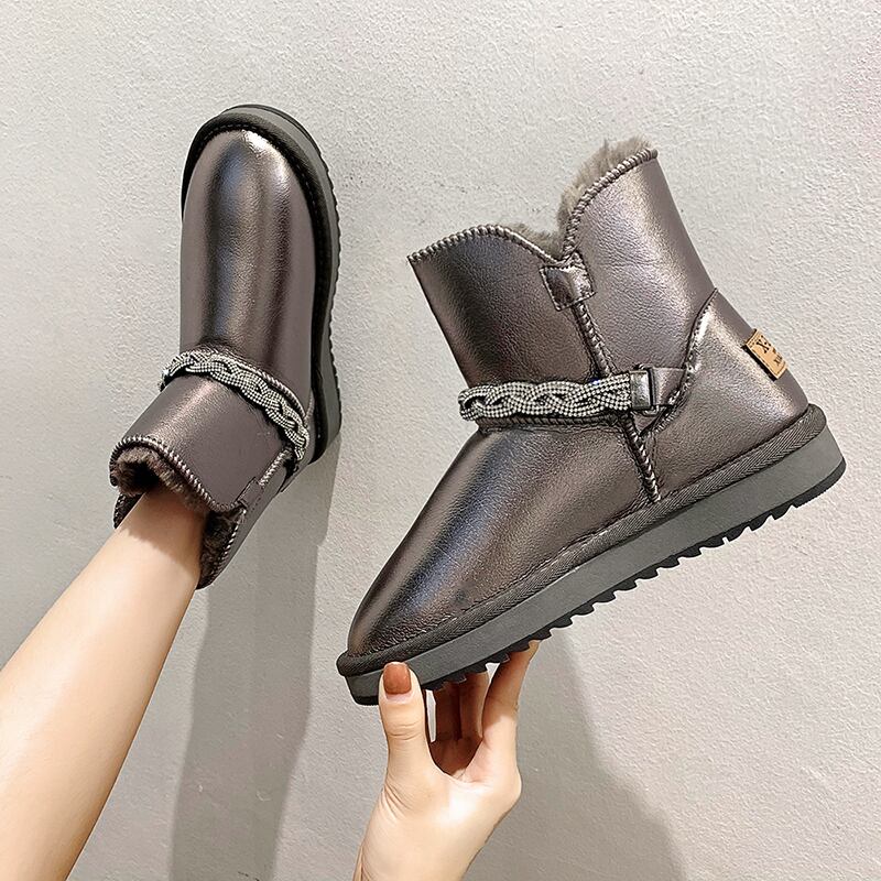 ブーツウィンターレッドラインストーンチェーン 靴 シューズ コットン 冬物 フェイクシューズ62926731935