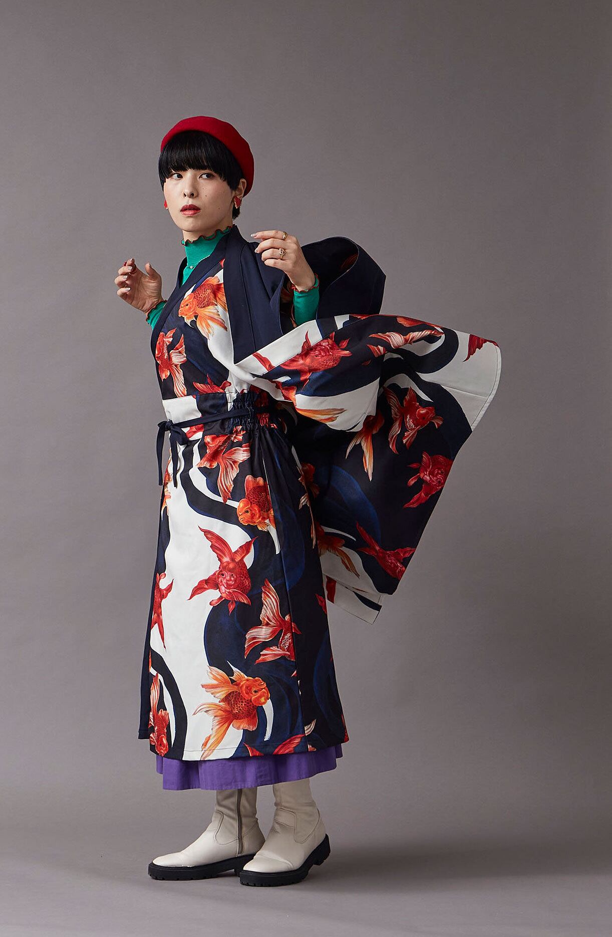 倭物やカヤ×重宗玉緒コラボ モダンキモノ羽織 KINGYO | 重宗玉緒 WEB SHOP
