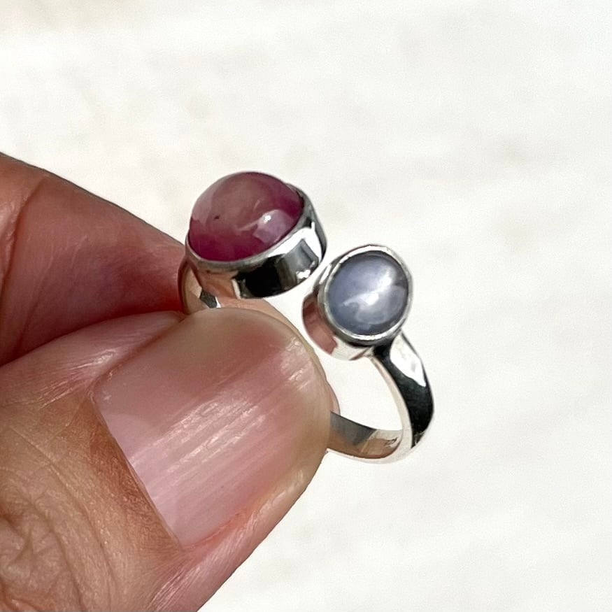 ルビーとサファイアのフォークリング SV925 | ubud moon(ウブドムーン