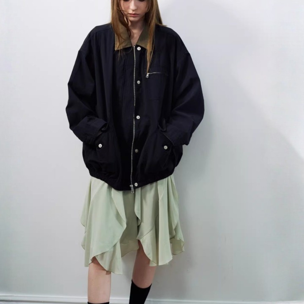 Col Contrast Utility Jacket F0571