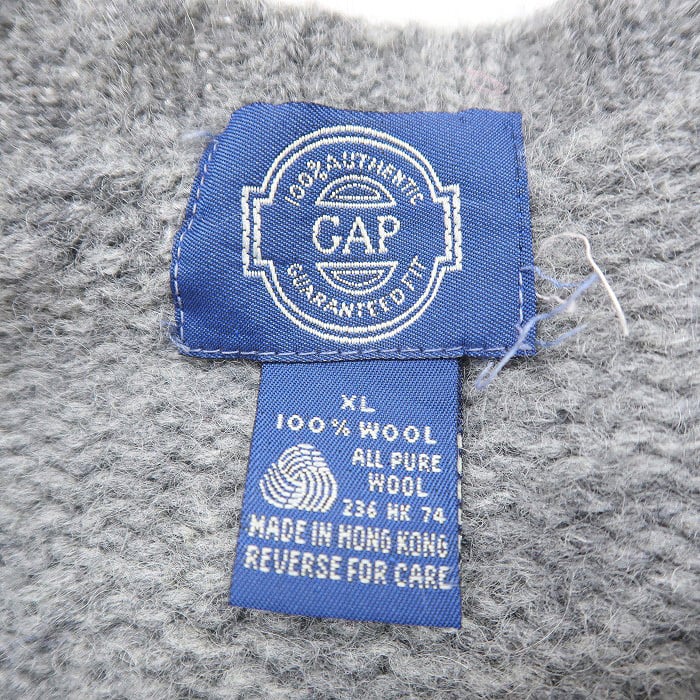 古着 80年代〜 オールドギャップ GAP ネップ ウールニット セーター ノルディック柄 グレーベース ビンテージ サイズ表記：XL　gd73994