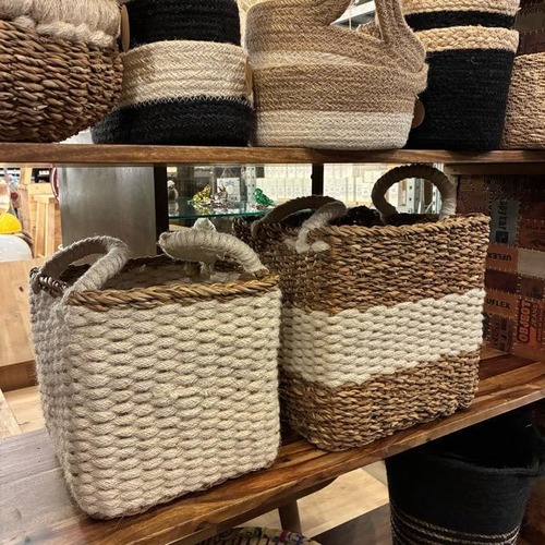 Bangladesh Square jute seagrass basket S　バングラディッシュ　スクエアジ ュートシーグラスバスケット　S　収納　カゴ　四角　小物入れ