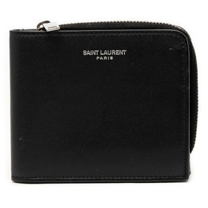 サンローラン イースト ウエスト 二つ折り財布 コンパクトウォレット 556268 ブラック レザー メンズ SAINT LAURENT 【中古】