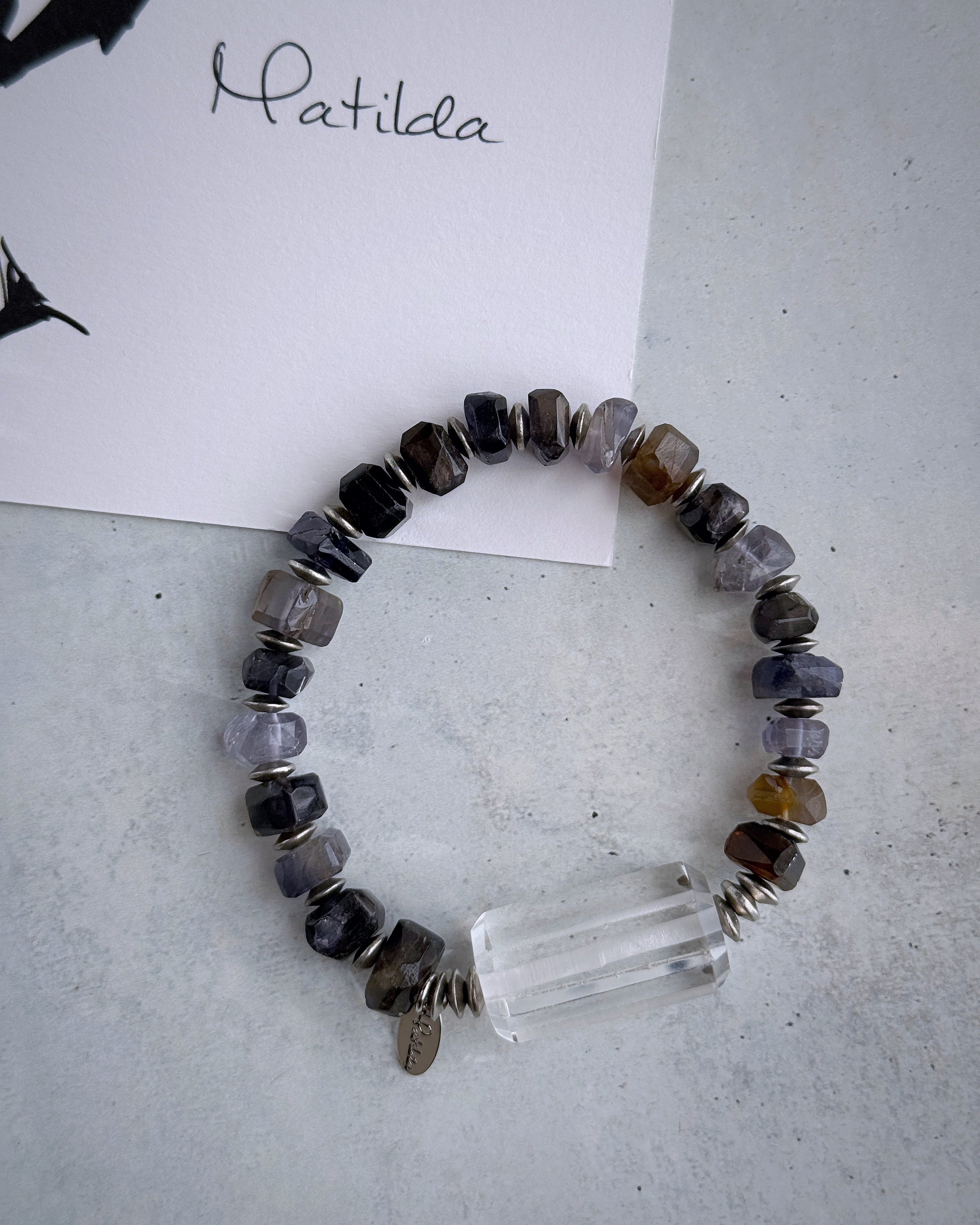 bicolor bracelet(アイオライト×クォーツ)