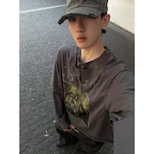 VINTAGE ストリート ヘンリーネック ロングTシャツ T2018