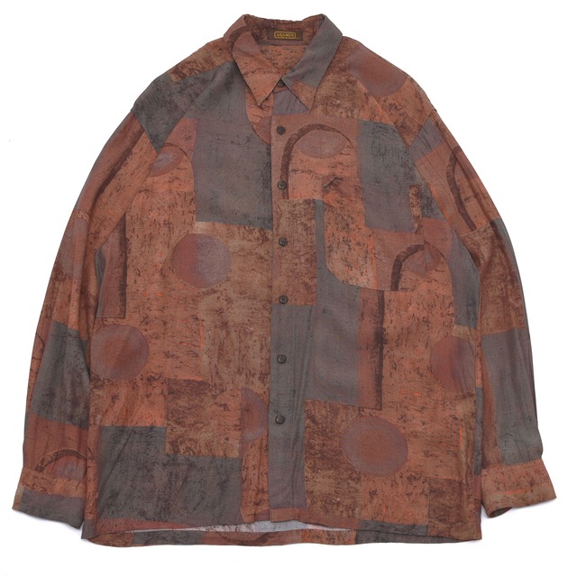 japan vintage geometric pattern rayon shirt