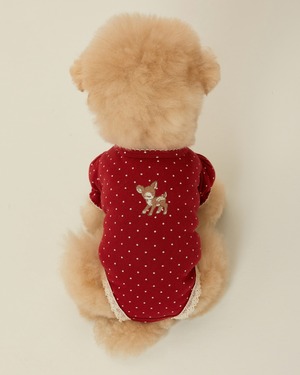 【予約】[ thesallyslaw ] Chloe Puff Romper｜Wine Dot