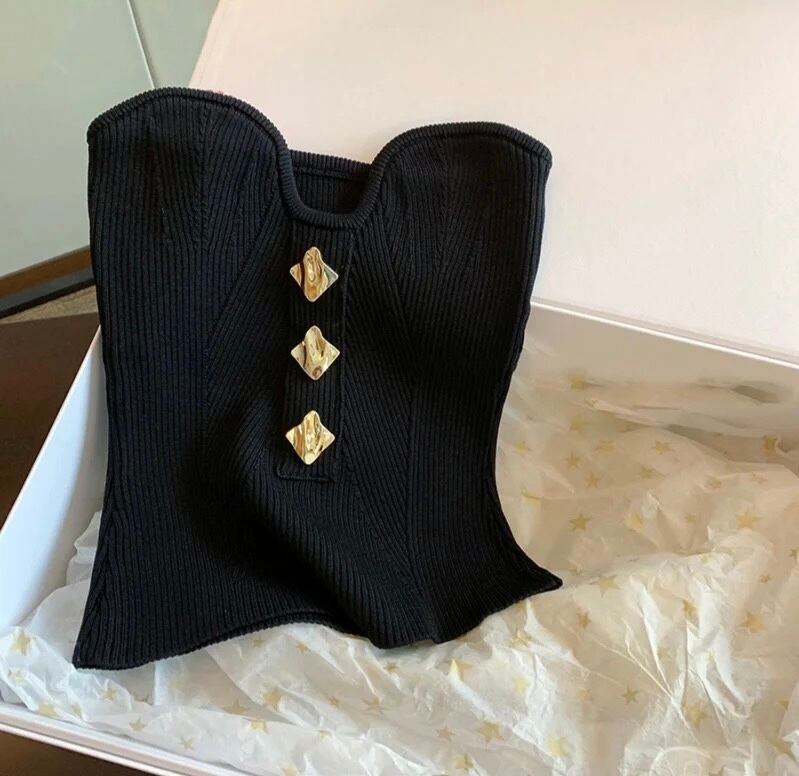 2color / ゴールドデザインボタンビスチェ