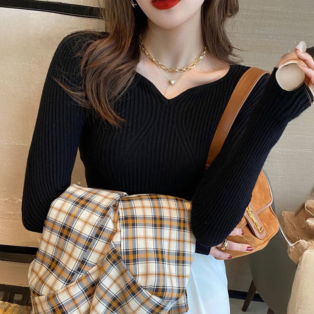 ハートネック リブニット トップス レディース きれいめ 大人 春秋冬 かわいい おしゃれ フェミニン シンプル プルオーバー 大人可愛い 大人女子