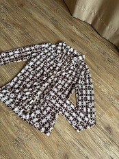 retro pattern gather sheer tops-4856-8